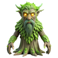 magnificent minimalist A wise old tree spirit with glowing eyes and moss-covered branches, watching over a forest, in a mystical, fantasy style 4K png