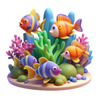 extraordinary rustic A group of colorful fish swimming in a coral reef, vibrant underwater scene, nature photography style high quality png