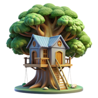 stunning artistic A treehouse built within a giant sequoia, dappled sunlight, fantasy illustration exclusive png