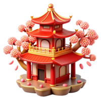impressive rustic A traditional Chinese pagoda with intricate red and gold details, surrounded by cherry blossom trees, soft lighting. Chinese architecture, traditional art, serene atmosphere genuine png