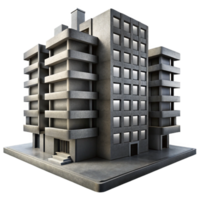 elegant abstract A Brutalist concrete apartment complex, dramatically lit by stark shadows and highlights, black and white photography style detailed png