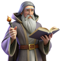 impressive minimalist A wise old wizard with a long, flowing white beard and intricate robes, casting a spell from an ancient tome. Moody, atmospheric lighting. Renaissance painting style detailed png