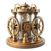 serene rustic An intricate clockwork tower with gears and moving parts, steampunk art style premium png