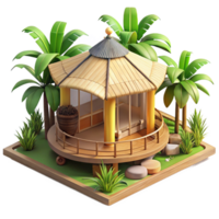 extraordinary traditional Bamboo house, sustainable architecture, tropical setting, open-air design, eco-friendly style high resolution png