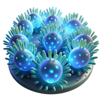 beautiful abstract A field of glowing, bioluminescent organisms, creating a mesmerizing, organic pattern, with a soft, natural light and a bio-art style exclusive png