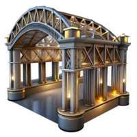 stunning abstract High-tech architecture bridge, exposed steel structure, intricate engineering, dramatic nighttime lighting, highly detailed, High-tech style detailed png