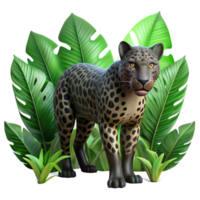 extraordinary minimalist A stealthy jaguar prowling through the dense jungle undergrowth, with dappled sunlight filtering through the leaves, in a photorealistic style professional png
