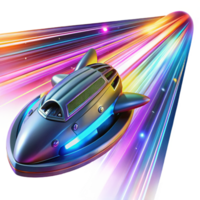 extraordinary modern A futuristic spaceship warping through hyperspace, vibrant, colorful streaks of light, dynamic style authentic png