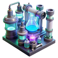 impressive modern A futuristic laboratory filled with glowing test tubes and complex machinery, illuminated by the cool, sterile light of fluorescent lamps. Sci-fi style, photorealistic render genuine png