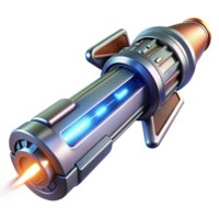 A futuristic weapon, sleek and metallic, emitting a beam of pure energy, illuminated by the bright, intense light of the energy discharge. Sci-fi style, concept art png