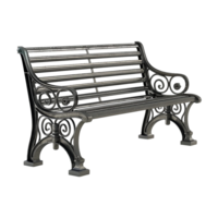Elegant Metal Park Bench with Ornate Design for Outdoor Seating png