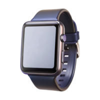 Elegant Rose Gold Smartwatch with Grey Silicone Band, Modern Minimalist Design, Square Face, Touchscreen Display png