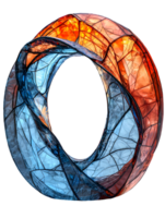 Abstract Geometric Torus with Orange and Blue Mosaic Pattern in Three Dimensions Rendering Against a Transparent Backdrop png