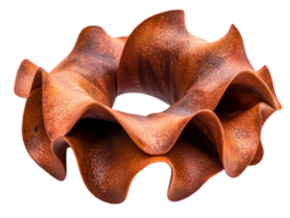 Abstract Copper Metallic Sculpture with Wavy Texture Design on Transparent Background png