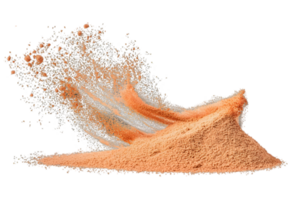 Abstract Pile Of Beige Powder Explosion Isolated On Transparent Background Dynamically Flowing In Air png