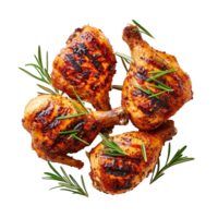 Grilled chicken legs rosemary garnish delicious food tasty meal barbecue summer recipe png