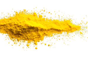 Bright Yellow Powder Pigment Explosion with Scattered Fine Particles Against Transparent Backdrop For Graphic Design Element and Abstract Decoration png