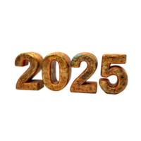 Rustic 3D Render of the Year 2025 with a Colorful Glitch Background png