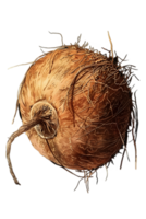 Close Up of Golden Brown Jicama Root Vegetable with Fibrous Texture on a Transparent Background png