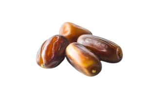 Close Up of Four Medjool Dates with Smooth Texture in Neutral Studio Light with Transparent Background png