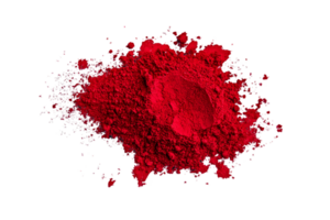Close Up Red Powder Pigment Heap Isolated on Black Background Perfect for Themed Projects Decorative and Abstract Design Element png