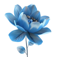 Stunning Blue Flower with Delicate Petals and Smooth Texture, Artistic Digital Rendering of a Blossom png