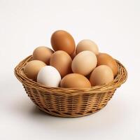 A basket full of brown and white eggs photo