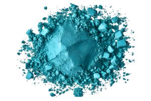 Crushed Turquoise Powder Pigment Close Up Detail on Transparent Background Used for Eye Shadow and Cosmetic Makeup png