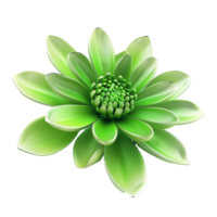 Vibrant Green Artificial Flower with Glossy Petals and Detailed Center png
