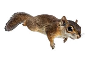 Detailed Portrait of a Wild Brown and Gray Squirrel Leaping with Black Eyes on Transparent Background Wildlife Mammal png