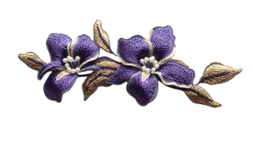 Detailed Purple and Gold Flowers with Transparent Background Delicate Floral Design Element Botanical Pattern Isolated Rendering png