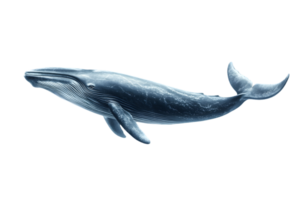 Detailed Side View of Blue Whale Isolated on Transparent Background Marine Animal with Aquatic Features png