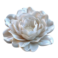 Elegant 3D Render of a Pearl White Rose Flower with Crystal Center png