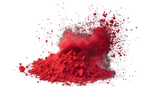 Dynamic Explosion of Red Powder with Transparent Background for Creative Projects Design Element Vivid Red Pigment Cloud Against a Black Backdrop Stock Image Ready to Use for Compositing Projects png