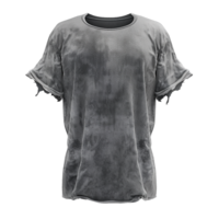 Distressed Gray TShirt Mockup with Ripped Sleeves and Acid Wash Texture png