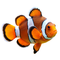 Vibrant Orange and White Clownfish in Pristine Water png