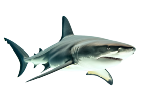 Great White Shark Swimming Isolated on Transparent Background Predator in Deep Blue Ocean Water With Sharp Teeth And Powerful Jaws png