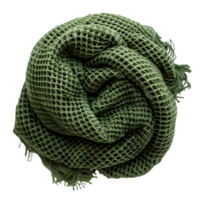 Green Woven Scarf with Intricate Pattern and Soft Texture Isolated on Transparent Background a Versatile and Stylish Fabric Accessory for Fashion and Comfort png