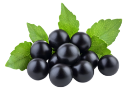 Heap of Black Berries with Green Leaves on Transparent Background Food Still Life png