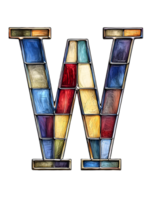 Isolated Colorful Letter W Mosaic on Transparent Background Graphic Decorative Element and Geometric Design png