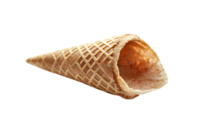 Isolated Empty Waffle Ice Cream Cone with Honeycomb Pattern and Crisp Texture on Transparent Background png