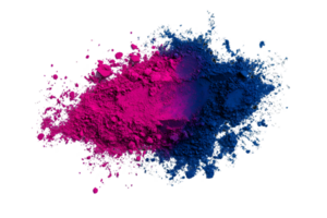 Isolated Vivid Pink and Blue Powder Explosion on Black Background Creates an Abstract and Colorful Pigment Splash Design Element png