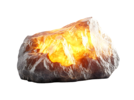 Isolated Rough Golden Gemstone Mineral Crystal with Translucent Texture on Transparent Background png