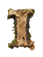 Isolated Tree Trunk Section with Bark and Moss in Detailed Texture on Transparent Background Revealing Natural Patterns for Creative Use png