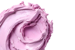 Macro Shot of Creamy Purple Ice Cream Swirl on a Transparent Background with Smooth Texture and Vibrant Color for Culinary Presentation png