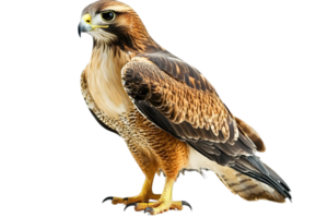 Majestic Brown and White Hawk Portrait Isolated on Transparent Background Showing Detailed Feathers and Sharp Beak in Natural Light png