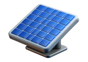 A 3D rendering of a small blue solar panel on a gray stand, perfect for portable power solutions png