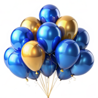 A Cluster of Shiny Blue and Gold Balloons Ready for a Celebration png