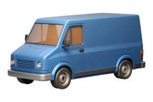 A 3D Render of a Cartoonish Blue Delivery Van Perfect for Animation or Game Assets png