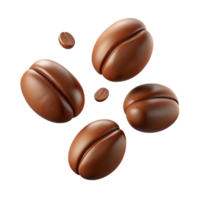 Roasted Coffee Beans Floating in Air 3D Render High Resolution png